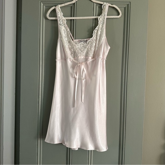 Linea Donatella Other - Elegant Lace Trim Satin Slip Nightgown - Pink